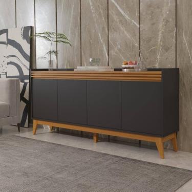 Imagem de Buffet Aparador Ripado 4 Portas com Pés de MDF Astúrias 180cm