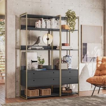 Imagem de Estante para Livros Industrial 4 Gavetas 5 Prateleiras 200cmx144cm