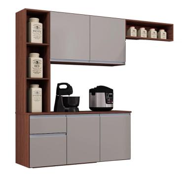 Imagem de Cozinha Suspensa com Balcão Mel 163 cm Capuccino Off White – Poquema