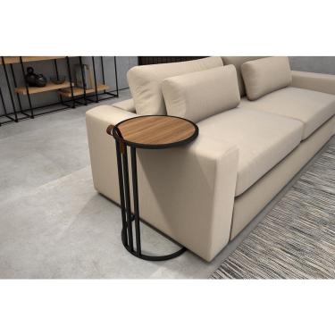 Imagem de Mesa de apoio redonda para sofa estilo industrial