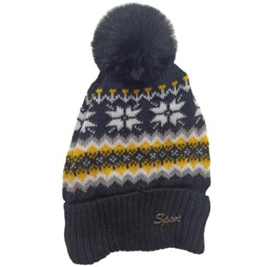 Imagem de Touca Gorro de Lã com Pompom Adulto Inverno Frio Tricô - DOTAD, Preto