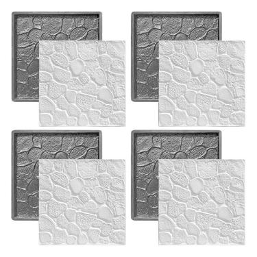 Imagem de Kit 4 Formas 3d Abs - Pedra Rústica 50x50 cm Placa Gesso Cimento 1.5mm