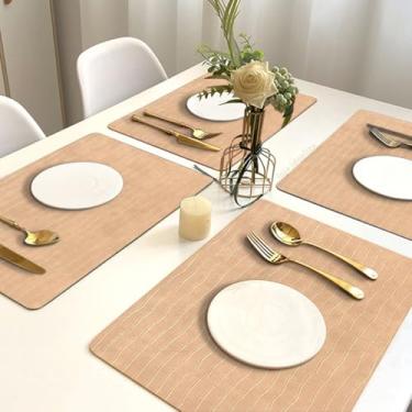 Imagem de 4 Jogo Americano Mesa Posta Luxo Impermeável Pvc Cro Vr (ROSE claro escuro nude rosa pink - CROCK RETANGULAR)