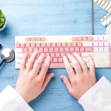 Imagem de Teclado mecânico para jogos, teclado com fio retroiluminado por LED Rainbow - 104 teclas compactas, adequado para notebooks e computadores de mesa ou