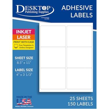 Imagem de Etiquetas removíveis brancas - Tamanho da etiqueta de envio 10 cm x 8 cm - 6 por folha - para impressoras a jato de tinta/laser - 25 folhas / 150 etiquetas