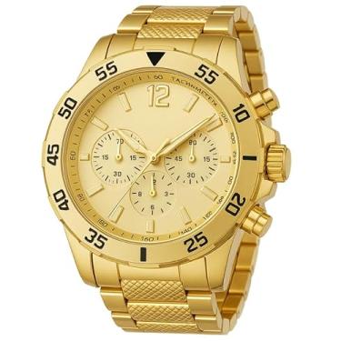 Imagem de Relógio Masculino Original Resistente a água Banhado a ouro 18k (Dourado Claro)