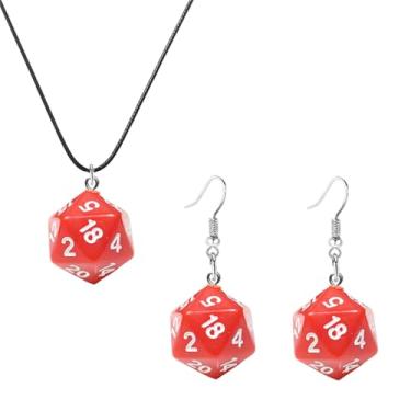 Imagem de Dreuyet Conjunto de brincos e colares de dados para mulheres e homens personalizados punk resina 3D brincos pendentes de dados estranhos hiphop discoteca dança brinco geométrico boate festa joias