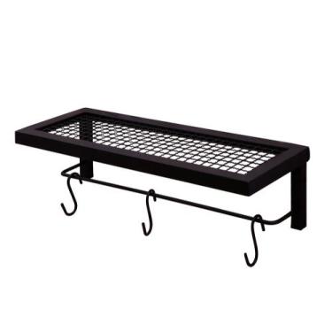 Imagem de Prateleira Industrial Preta 40Cm Com 3 Ganchos - Lyra