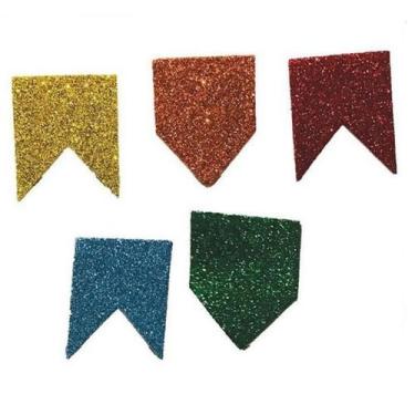 Imagem de Mini Bandeirinha Junina Eva com Glitter Colorida - 10 Un - Extra Festa