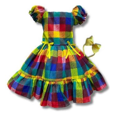 Imagem de Vestido Festa Junina Xadrez Infantil Várias Estampas Caipira - Pequeno