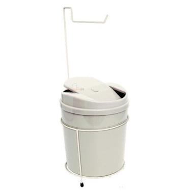 Imagem de Suporte Porta Papel Higiênico Com Lixeira 5L Cesto Lixo Tampa Basculan