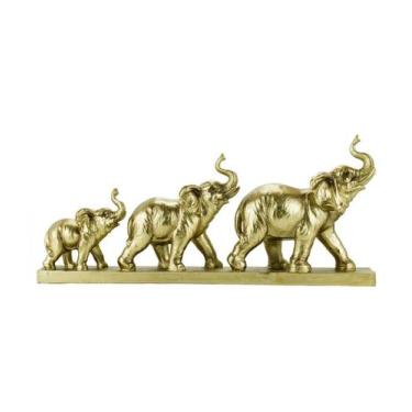 Imagem de Elefante Dourado Crescendo 47Cm - Resina Animais - Tasco