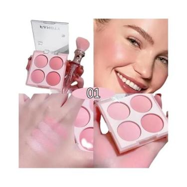 Imagem de Paleta De Blush Rosa Roxo Fosco De 4 Cores À Prova De Suor À Prova D'á