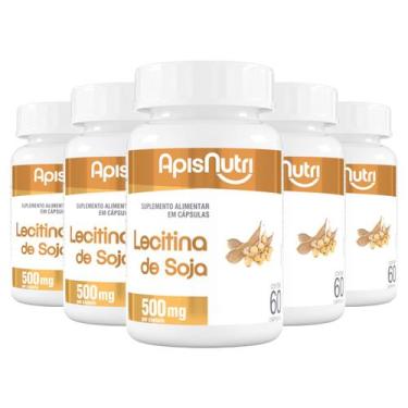 Imagem de Kit 5 Lecitina de soja 500mg Apisnutri 60 Cápsulas