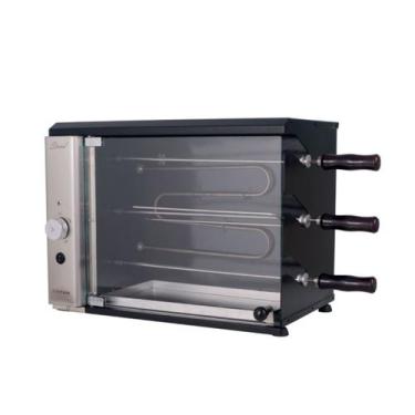 Imagem de Churrasqueira Elétrica Vertical de Bancada 3 Espetos com Porta de Vidr