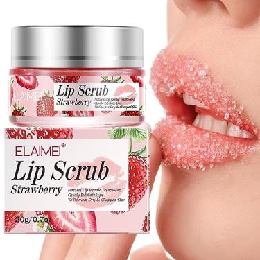 Imagem de MIELIKKI Esfoliante labial, esfoliante labial, esmalte labial de açúcar, esfoliante labial para lábios rachados e secos, hidratante labial, produtos para cuidados labiais, morango