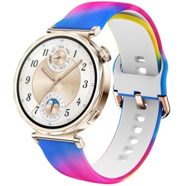 Imagem de DEALELE Pulseiras femininas compatíveis com Huawei Watch GT5 Pro de 42 mm/GT5/GT4 de 41 mm/Garmin Venu 3S/Forerunner 265S/Fossil Gen 6, pulseira feminina de silicone com estampa macia de 18 mm