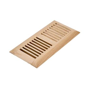 Imagem de Razo Registro de piso de madeira de carvalho vermelho, tampa de ventilação com amortecedor, 10 x 25 cm (abertura do duto), inacabado