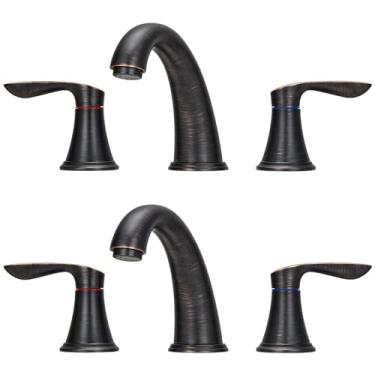 Imagem de GAOMON Torneira de banheiro, torneiras de banheiro de 20 cm para pia 3 furos, torneira de banheiro de níquel escovado generalizada com ralo pop-up e mangueira sem chumbo cUPC (bronze polido a óleo, 2