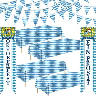 Imagem de ZYP Kit De Decorações Da Oktoberfest, Suprimentos Para Festa Alemã, Banner Da Bandeira Da Oktoberfest, Toalha De Mesa Decoração, Acessórios Para Festa De Festival De Cerveja
