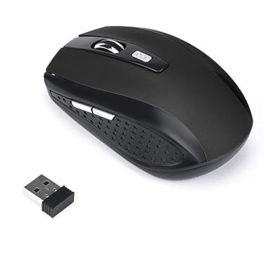 Imagem de Mouse preto sem fio 2,4 G para laptop com receptor USB, sem fio para laptop, itens essenciais para trabalho em casa, computador portátil, sem fio, coisas legais, presentes de aniversário de Natal