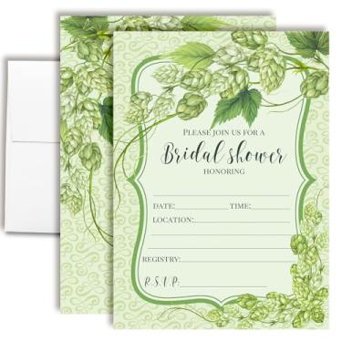 Imagem de Convites para chá de panela Greenery Hops - 20 5x7 cartões de preenchimento com envelopes - Convites de chá de casamento com design botânico por AmandaCreation
