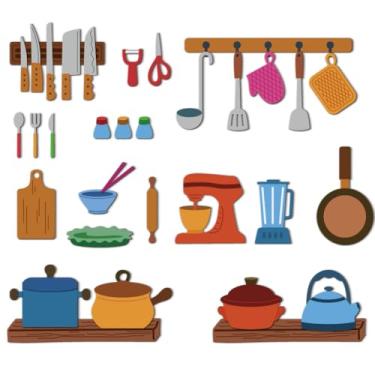 Imagem de DELORIGIN Molde de corte de utensílios de cozinha, para fazer cartões, estêncil, aço carbono, recortes, scrapbook, gravação em relevo, para cartões, artesanato, álbum, carta, festa, convite, envelopes