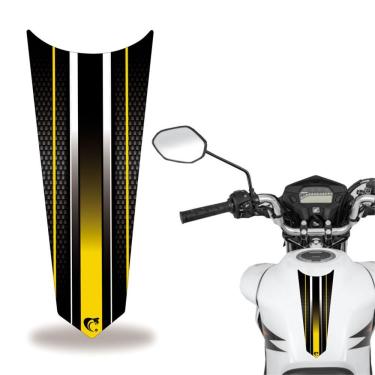 Imagem de Adesivo Faixa Gravata Tanque Moto Listra Carbono Amarelo