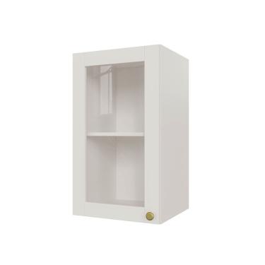 Imagem de Armário Aéreo 1 Portas 40cm Com Porta De Vidro Arizona Cabecasa Madeiramadeira Branco
