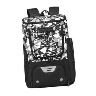 Imagem de YIJU Mochila de basquete com suporte para bola, mochila de academia com compartimento para sapatos, bolsa esportiva para mulheres e homens, bolsa de viagem, Preto Branco Cinza
