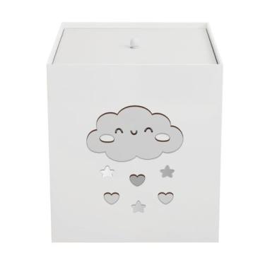 Imagem de Lixeira Kit Higiene MDF com Tampa Quarto Bebê Nuvem - Neném na Nuvem, 