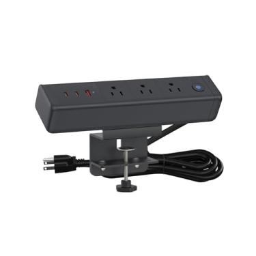 Imagem de YYSKA Filtro De Linha Com Braçadeira Mesa Portas Usb-C E Usb-A 65 W, 3 Tomadas Ca, Estação Carregamento Suporte Borda Para Cabeceira, Protetor Contra Surtos Tensão Escritório Doméstico, Dormitório (