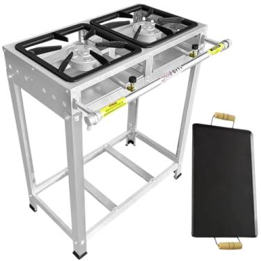 Imagem de Fogão Industrial 2 Bocas, Alta Pressão, Inox, Queimadores Caulim 125mm (Inlcui Chapa 60x30)