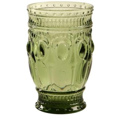 Imagem de Copo de Vidro Verde com Relevo, Estilo Joias, 300 ml