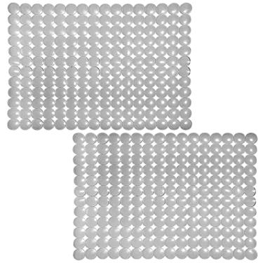 Imagem de Coopay Pacote Com 2 Tapetes De Plástico Para Pia Cozinha, Protetor Pvc, Ecológico, Ajustável, Aço Inoxidável/Porcelana, Secar Pratos No Fundo Da Pia, 38 X 28 Cm (Cinza)