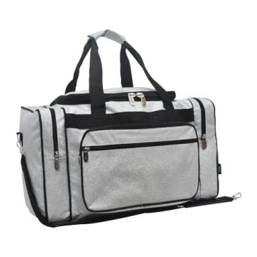 Imagem de NGIL Bolsa Esportiva Feminina De Lona Com Glitter 20" Para Viagem Noturna, Bagagem Mão Academia (Brilho Prateado)