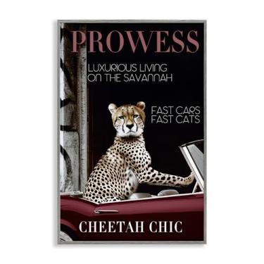 Imagem de Stupell Industries Prowess Cheetah Sports Car Cinza Emoldurado Giclee Art Design por Sophie 6, 20 x 30