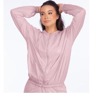 Imagem de Jaqueta Feminina Esportiva Corta Vento Com Bolsos e Touca, Corrida, Tr