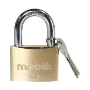 Imagem de Cadeado Latão 60mm Grande Portão Porta Com 3 Chaves Cor Dourado - MOBL