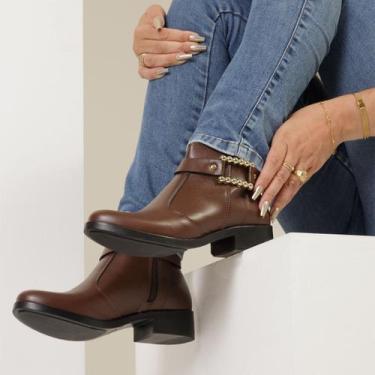 Imagem de Bota Feminina Country Casual Montaria Cano Baixo Coturno Coturno Elega
