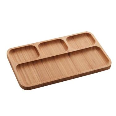 Imagem de Petisqueira de Bambu com 4 Divisórias Línea 33cm x 19,5cm 1,5cm - Lyor
