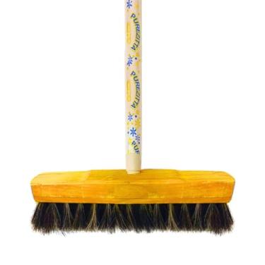 Imagem de Vassoura Pelo Natural 30cm Purezitta Uso Interno Com Cabo Resistente Multiuso Cerdas Macias