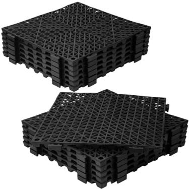 Imagem de Dingbaayee 12pcs ladrilhos de intertravamento de drenagem 11,8 "x 11,8", almofada de intertravamento modular piso de pvc macio tapete impermeável de emenda antiderrapante para drenagem, pisc