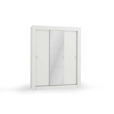 Imagem de Guarda Roupa Solteiro 3 Portas de Correr (1 c/ Espelho) H563 Branco - Kappesberg