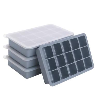 Imagem de 2 colheres de sopa de moldes de silicone para congelador – perfeitos para armazenar alho, ervas, gengibre, pesto, pasta de tomate, suco de limão, purês e mais – Bandeja de silicone para congelador de