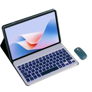 Imagem de Capa De Teclado Com Suporte De Couro PU Sem Fio Com Mouse Para Tablet 