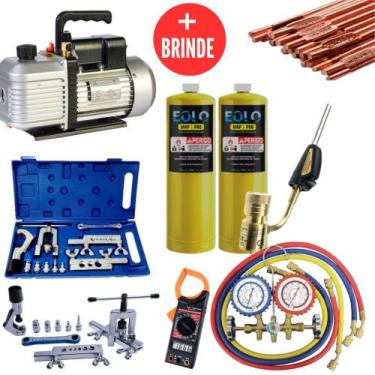 Imagem de Kit Refrigeração com Bomba Vacuo, Manifold e Flangeador com Brinde - R