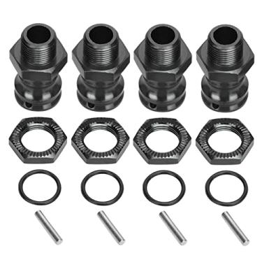 Imagem de 4pcs alumínio liga 17mm Hex 23mm roda extensão adaptador para 1/8 RC carro modelo durável leve atualização acessório (Preto)