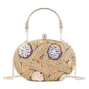 Imagem de Naimo Bolsa feminina com lantejoulas bordadas, bolsa clutch brilhante para festas de casamento e coquetéis, Dourado