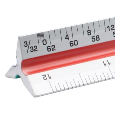 Imagem de Biaungdo Régua de escala arquitetônica, ferramenta de desenho triangular de alumínio sólido de 30,5 cm, régua de escamas de arquiteto gravadas a laser para arquitetos, estudantes, desenhistas